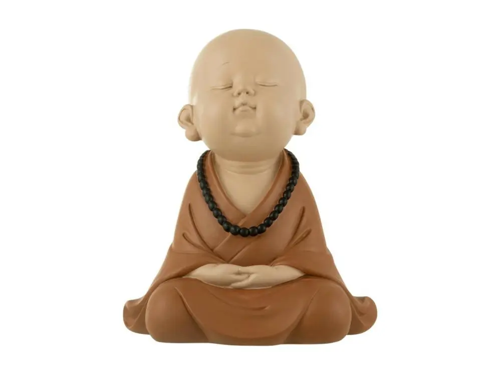 Statuette Déco "Moine Zen" 23cm Marron