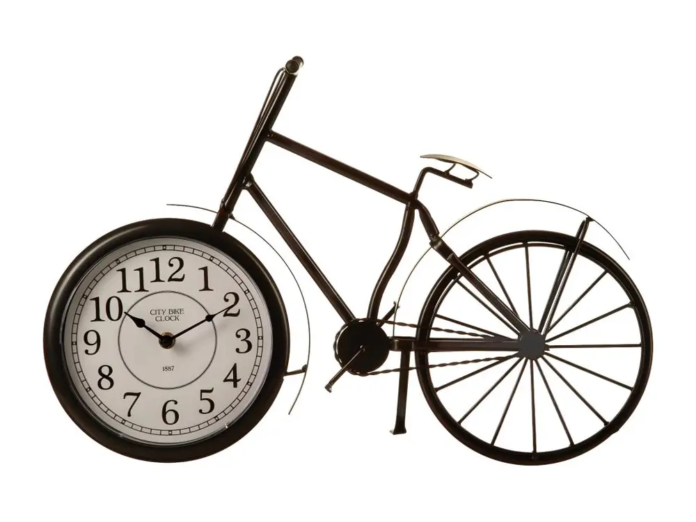 Horloge à poser Vélo en métal Noir L 50 cm