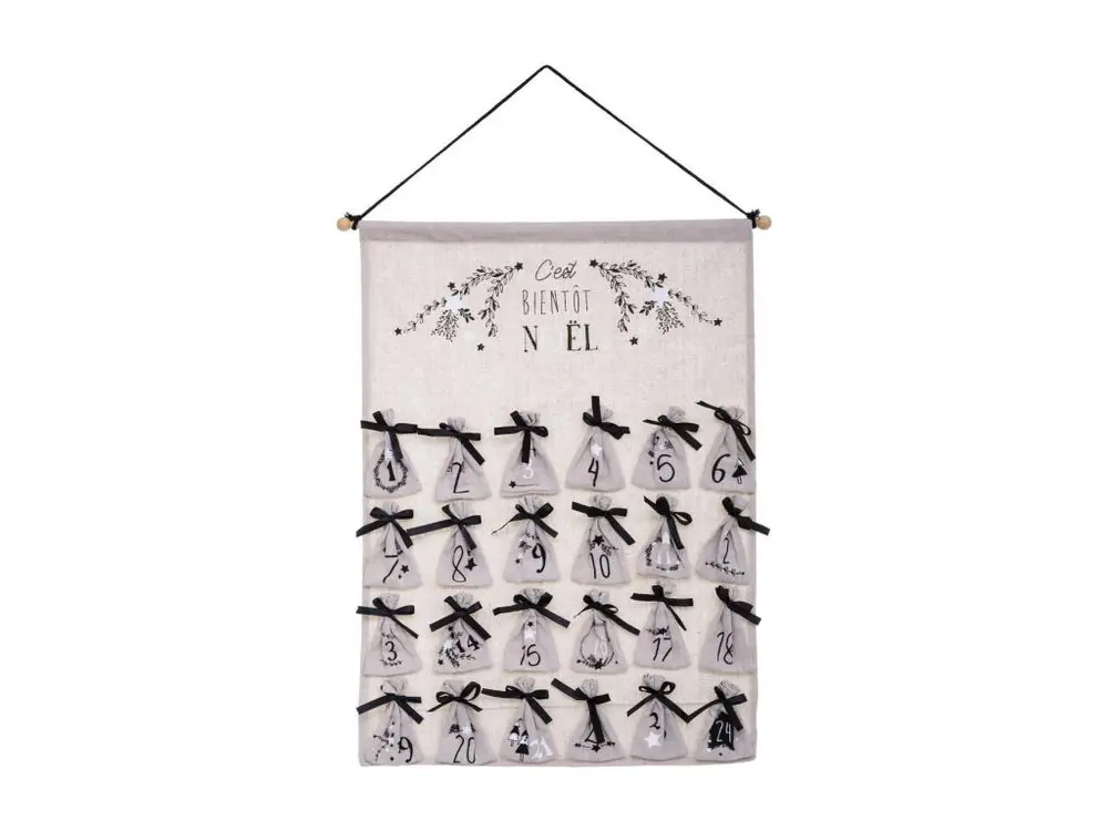 Calendrier Avent Pochon x 24 Beige / noir - FEERIC CHRISTMAS