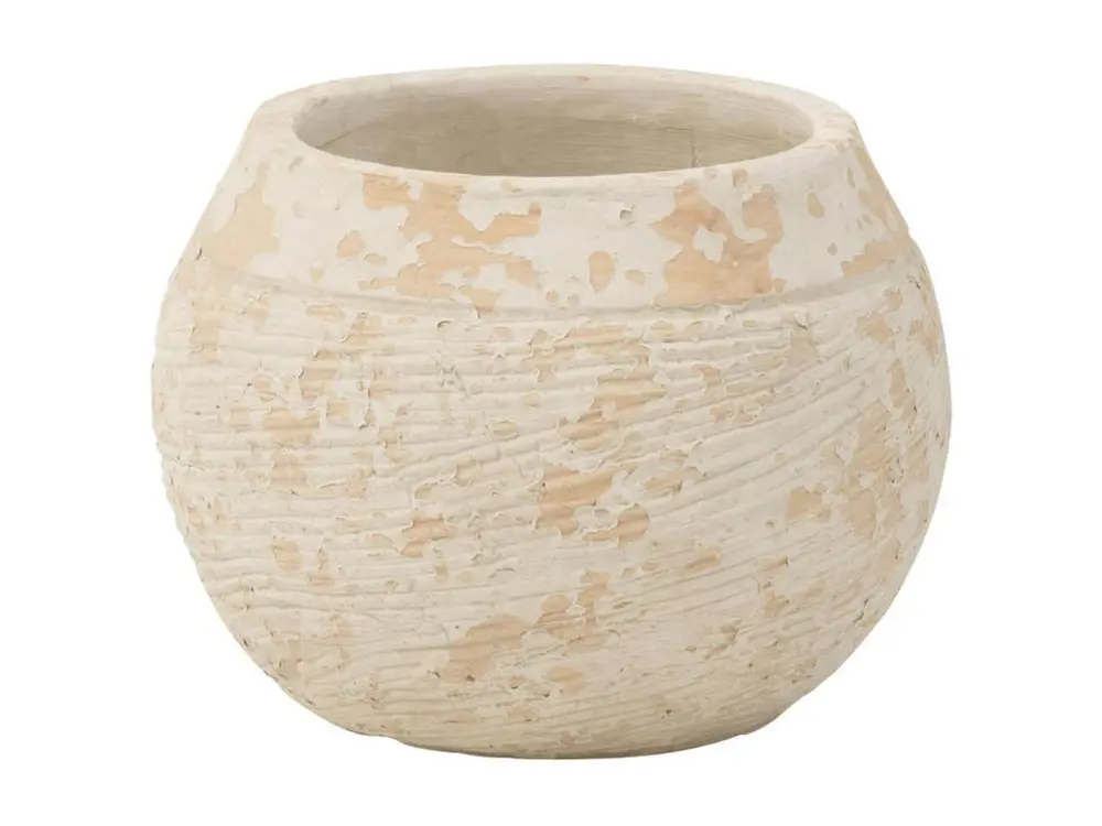 Cache-Pot Rond Design "Rustique" 23cm Blanc