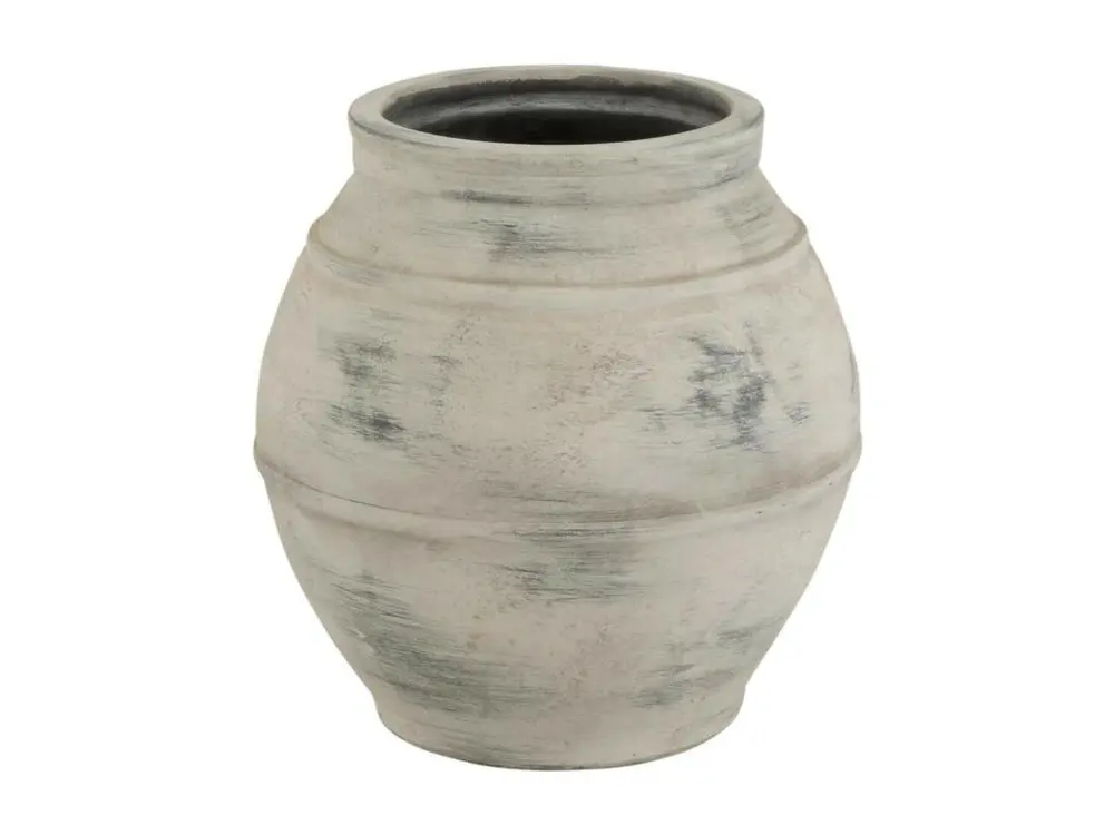 Cache-Pot en Céramique "Tacheté" 38cm Blanc Gris