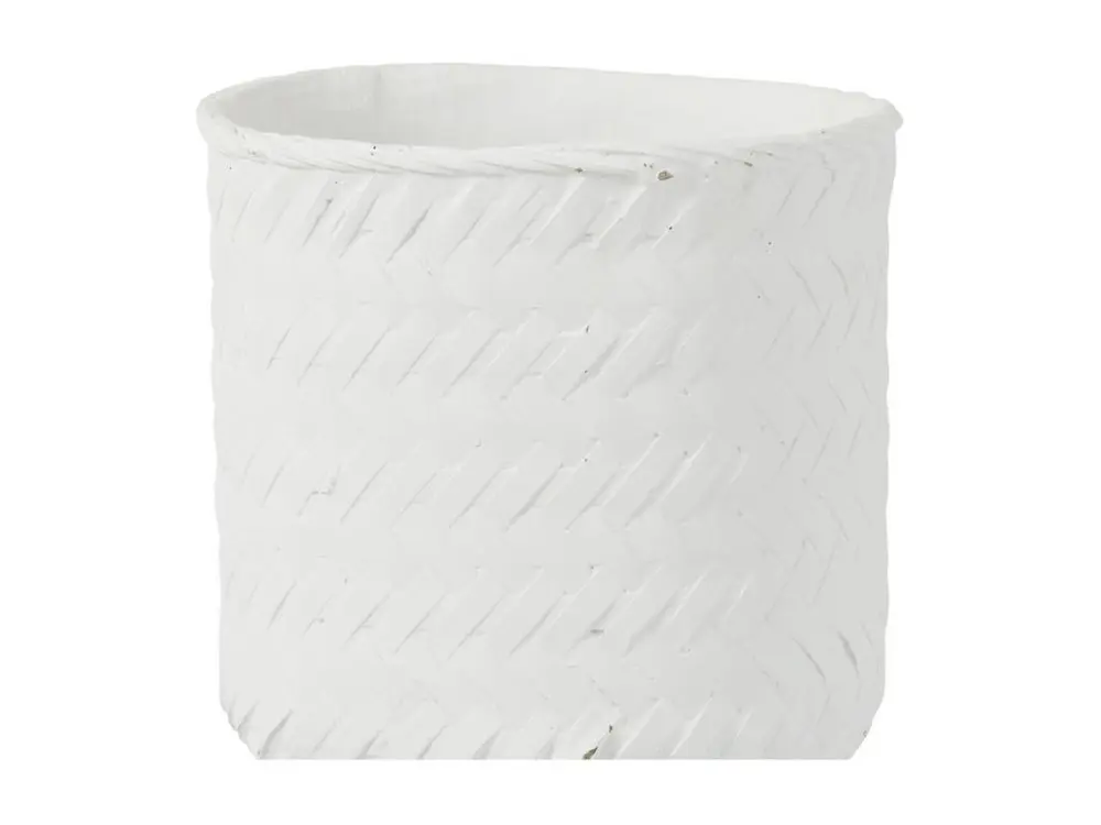 Cache Pot en Ciment "Tissage" 25cm Blanc