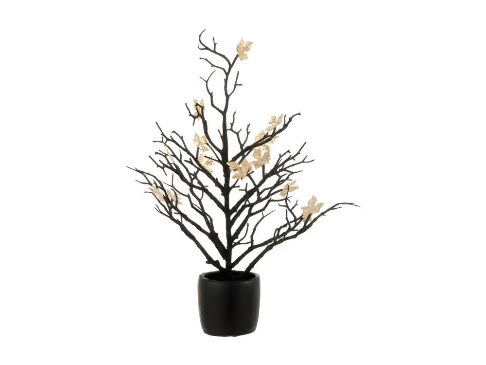 Plante Artificielle "Arbre & Feuilles" 44cm Noir & Or