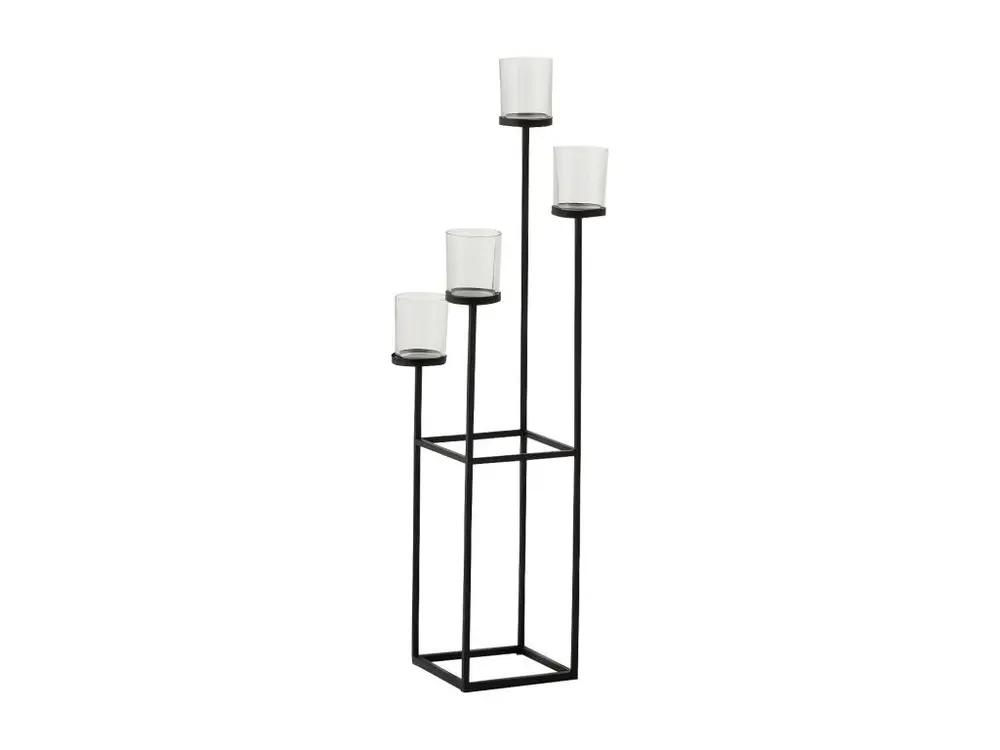 Bougeoir Design Métal & Verre "4 Têtes" 77cm Noir