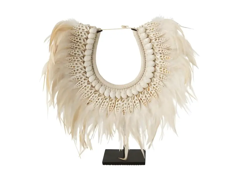 Statue Déco en Bois "Collier Dora" 45cm Blanc