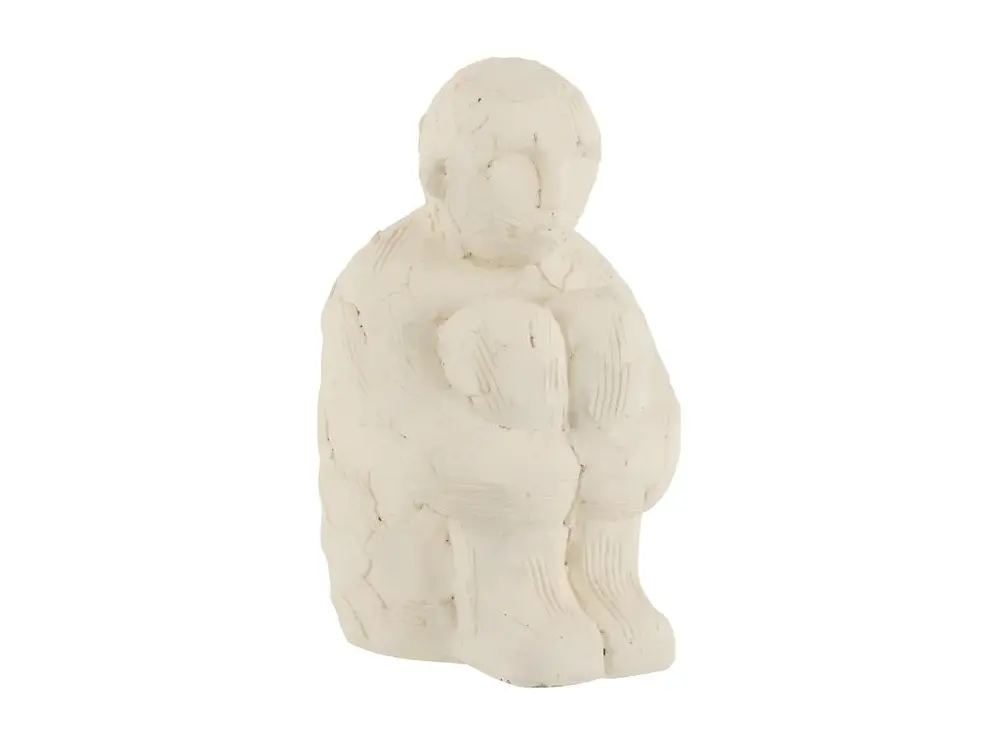 Statuette Déco "Personnage Assis" 25cm Blanc