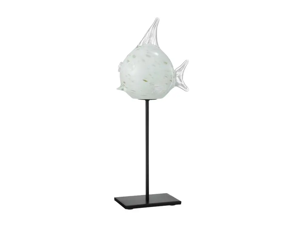 Statuette Déco "Poisson sur Pied" 37cm Blanc & Or