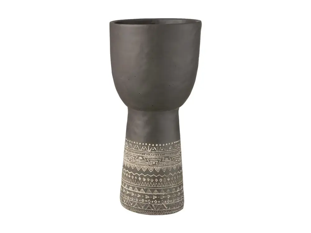 Cache-Pot Déco en Ciment "Ethnic" 50cm Gris