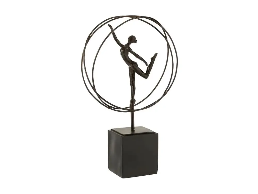 Statuette Déco "Gymnaste dans Cercle" 35cm Marron