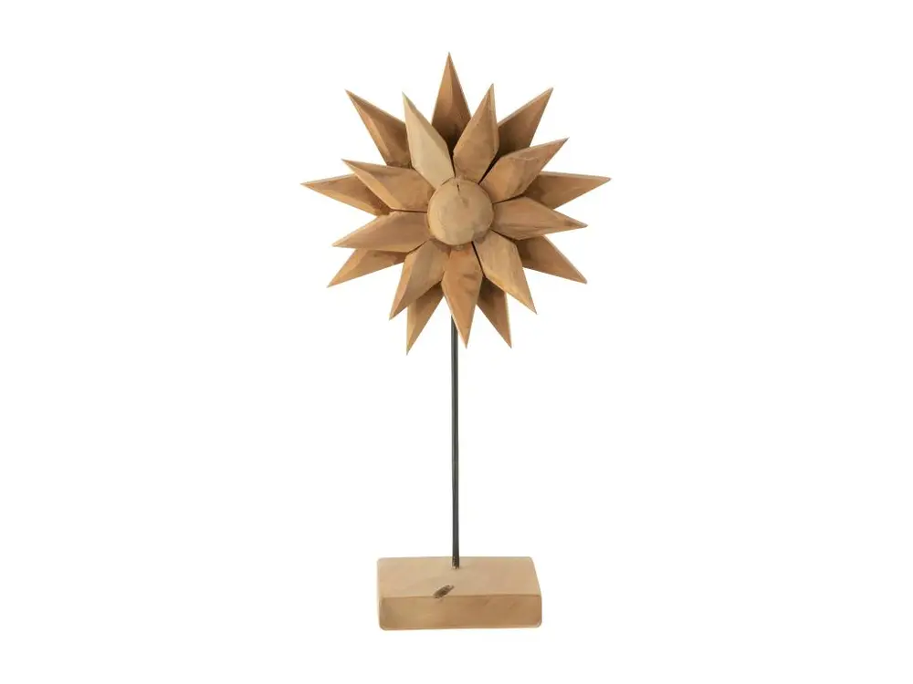 Statuette Déco en Bois "Tournesol" 45cm Naturel