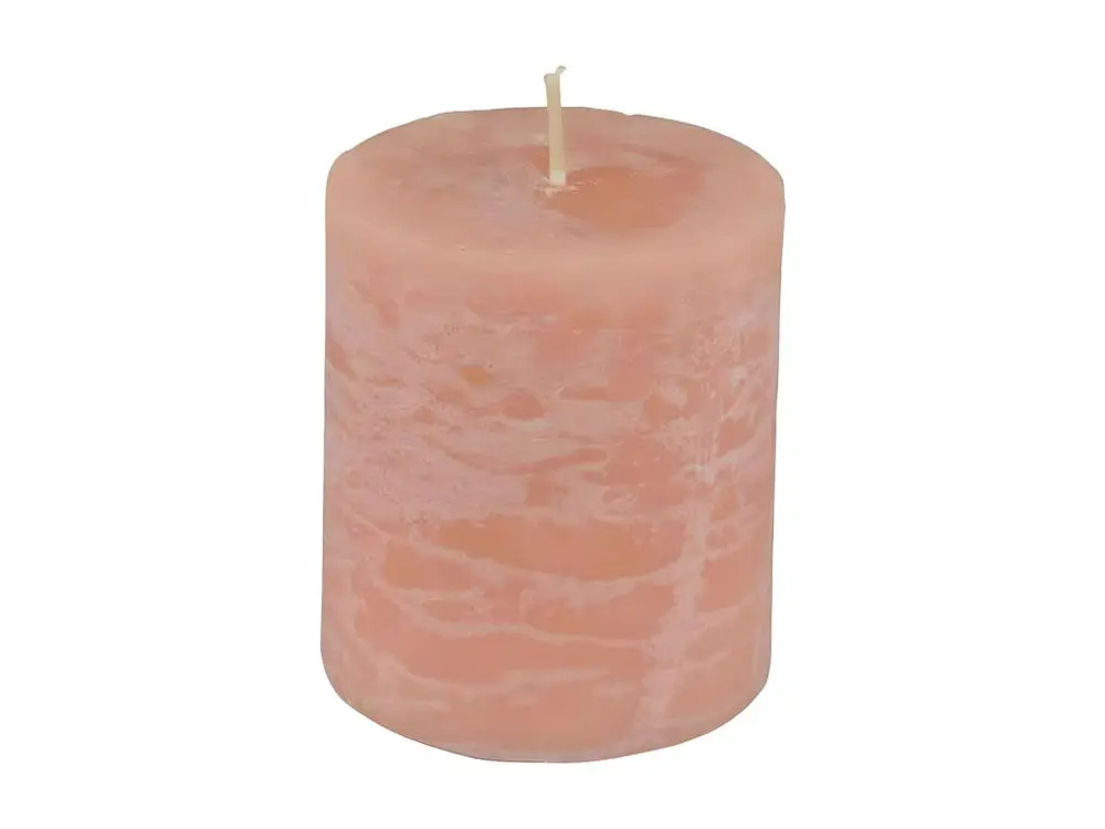 Bougie Pilier Déco "Rustique" 7cm Rose Poudré