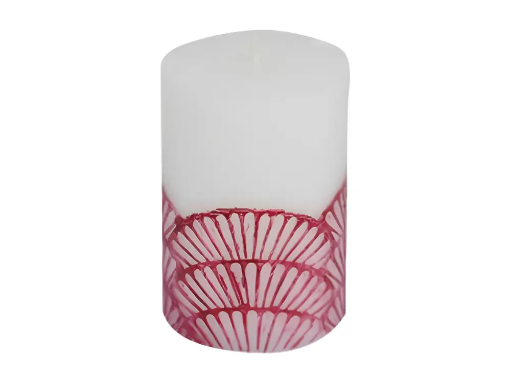 Bougie Pilier Déco "Mermaid" 10cm Fuchsia & Blanc