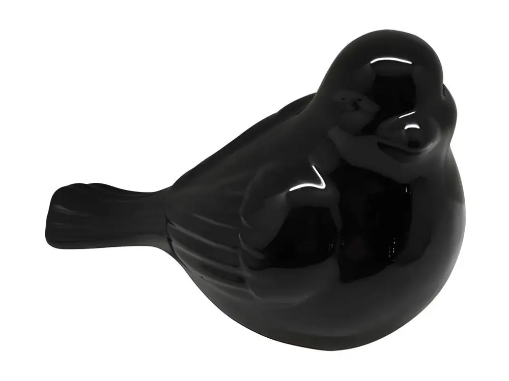 Statue en Céramique "Oiseau" 18cm Noir