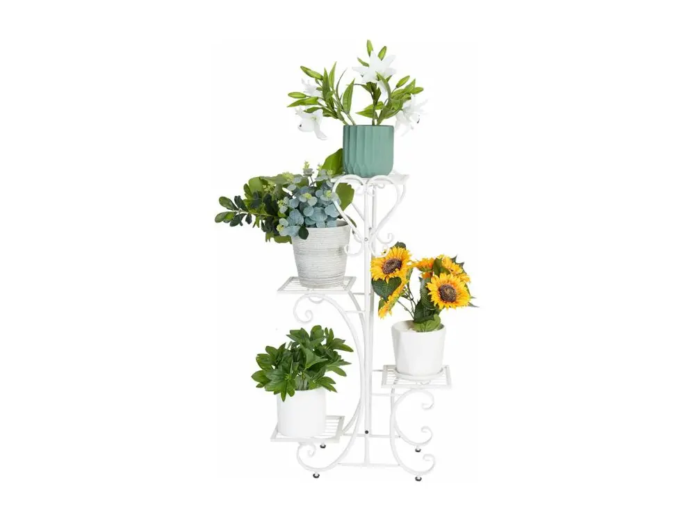 Étagère plante intérieure porte plantes de 4 niveaux support pot de fleurs sur pied moderne pour maison balcon 87x50x25cm