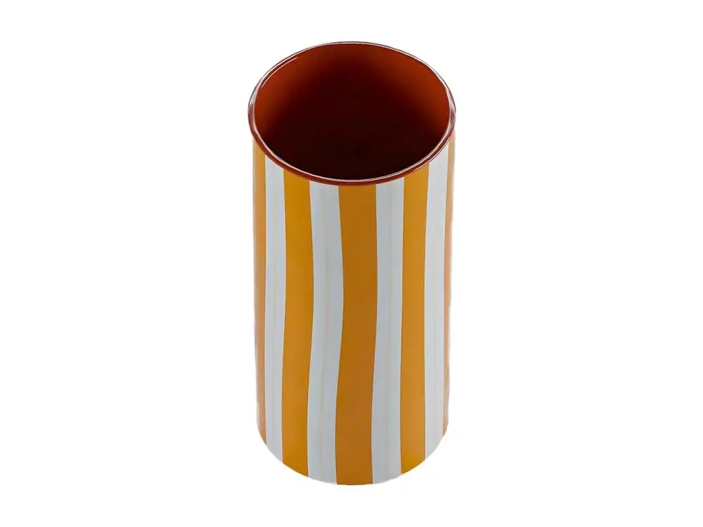 ORLANDO MEDIUM - Vase cylindrique à rayures orange, modèle medium