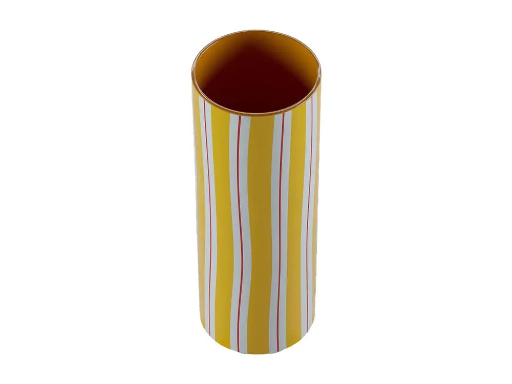 ORLANDO - Vase cylindrique à rayures jaune, grand modèle