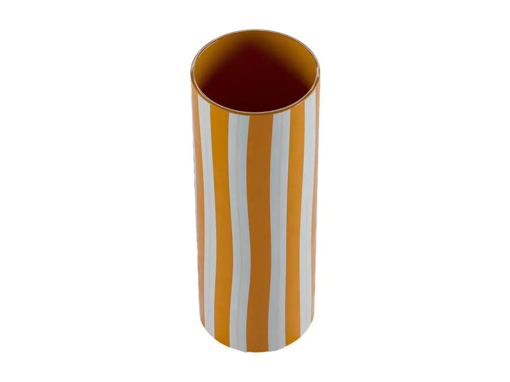 ORLANDO - Vase cylindrique à rayures orange, grand modèle