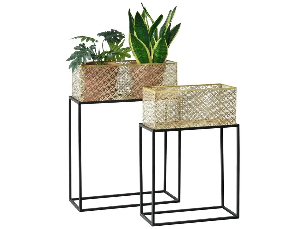 Lot De 2 Supports De Plante Anderlues Noir Laiton [en.casa]