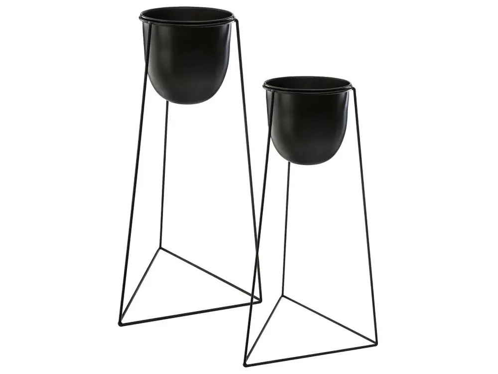 Set de 2 Pots avec support en métal