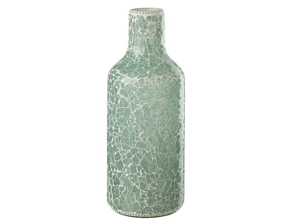 Vase mosaique verre vert/blanc 16x16x43cm