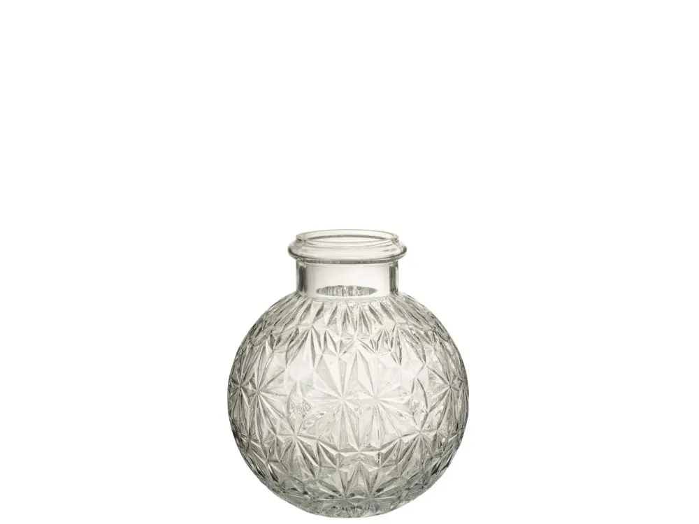 Vase boule taille verre transparent 18,2x18,2x22cm