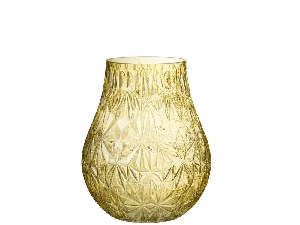 Vase nox taille verre jaune 24x24x28cm