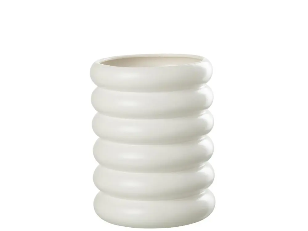 Cachepot bouees porcelaine blanc 21x21x28cm