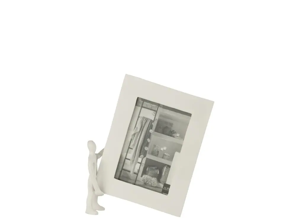 Personnage avec cadre photo aluminium blanc 18x28x7cm