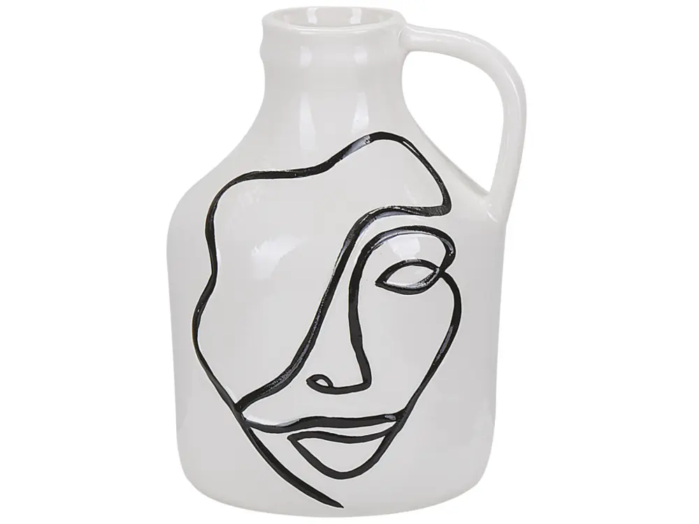 Vase à fleurs blanc motif visage 19 cm AGRINION