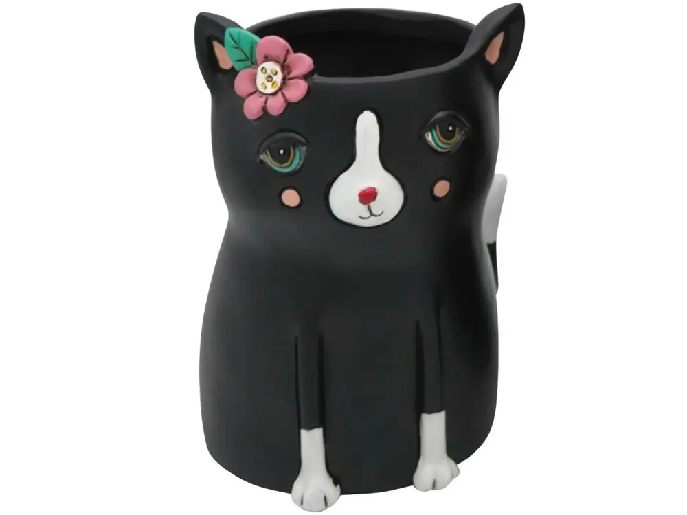 Petit cache pot Allen Designs en forme de chat noir