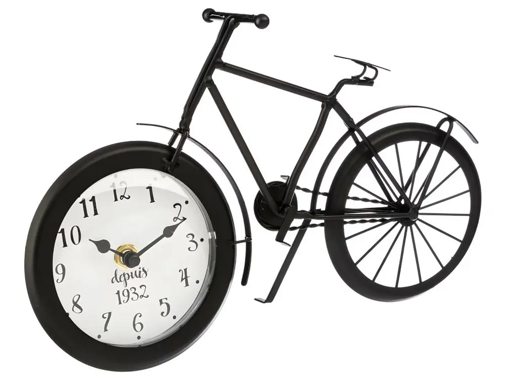 Horloge à poser Vélo en métal Noir L 28.5 cm