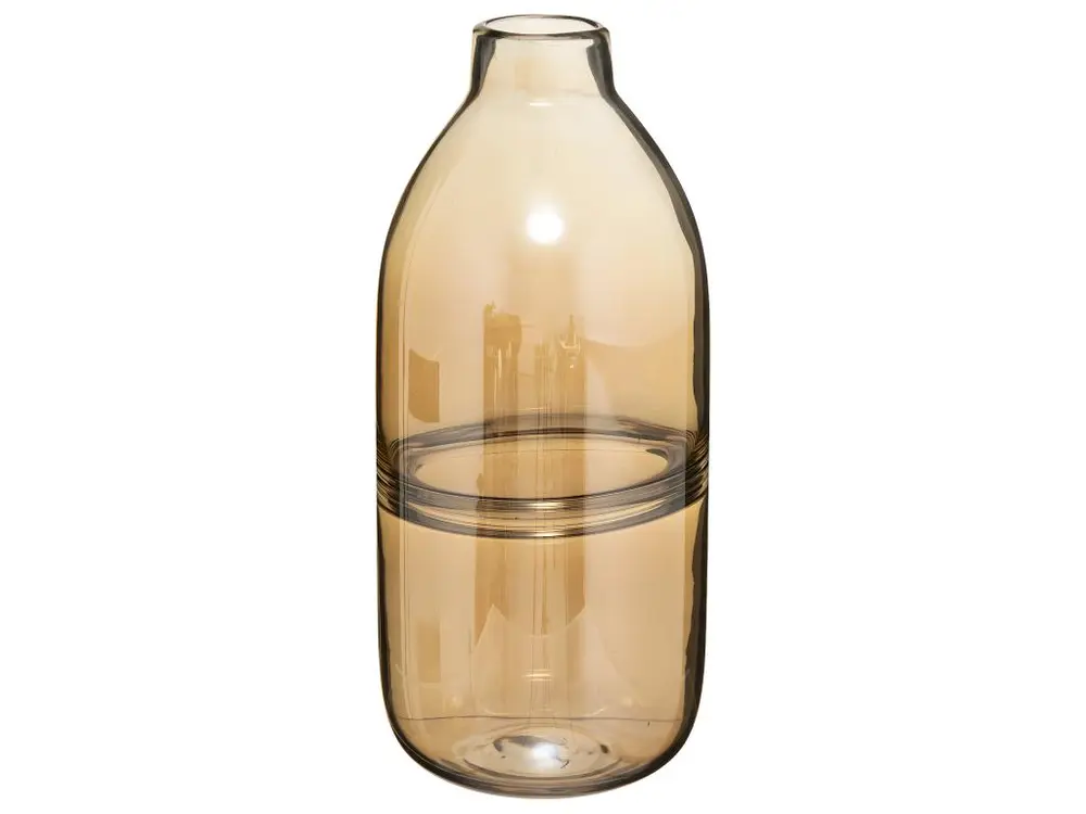 Vase Bouteille en Verre Ambre H 30 cm