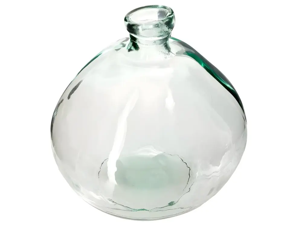 Vase rond en verre recyclé transparent H 23 cm