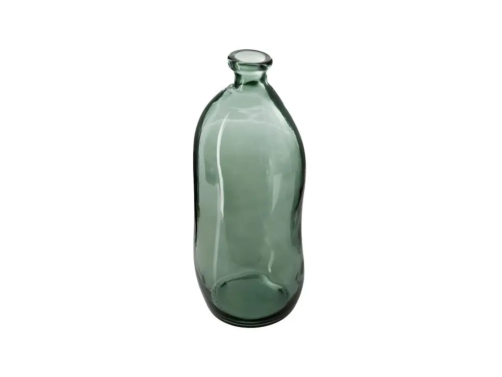 Vase bouteille en verre recyclé Vert kaki H 35 cm