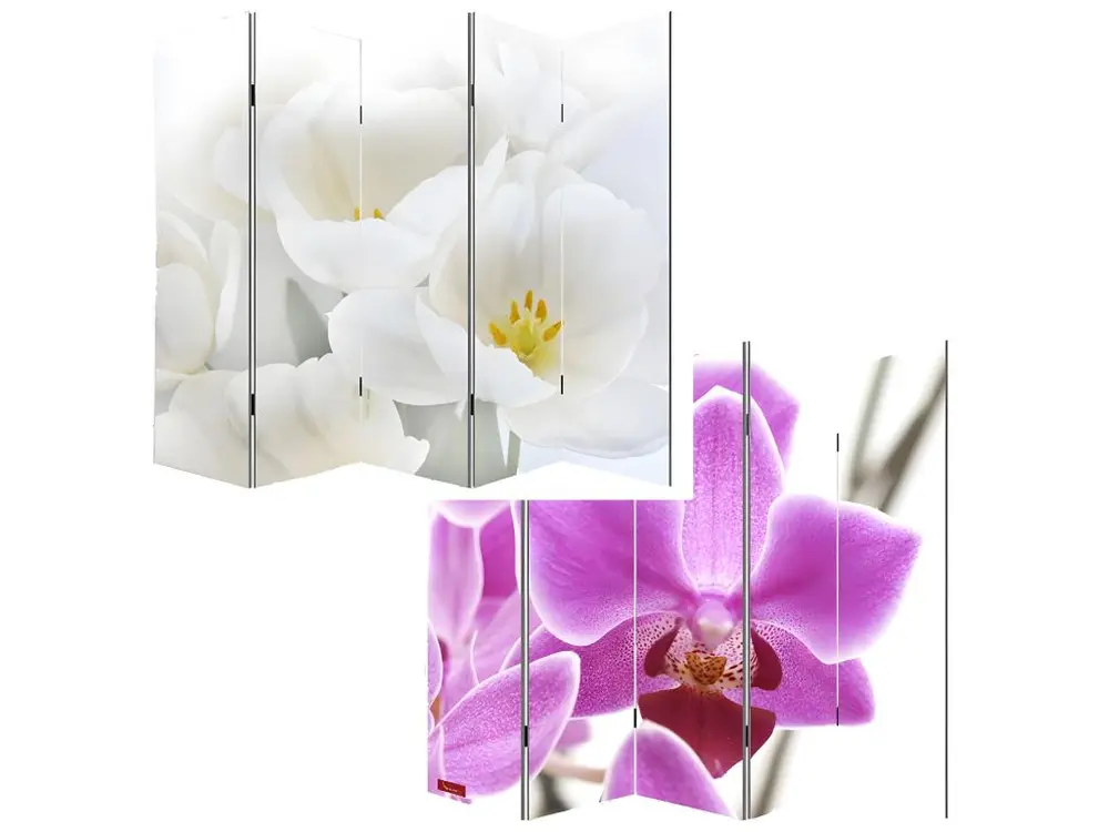 Paravent 5 panneaux pans séparateur de pièce 180x200cm motif orchidee PAR04006