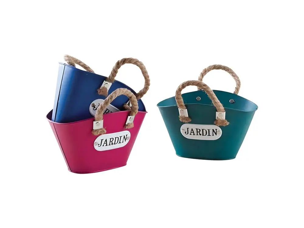 Panier en métal coloré 21 cm Jardin (Lot de 3)