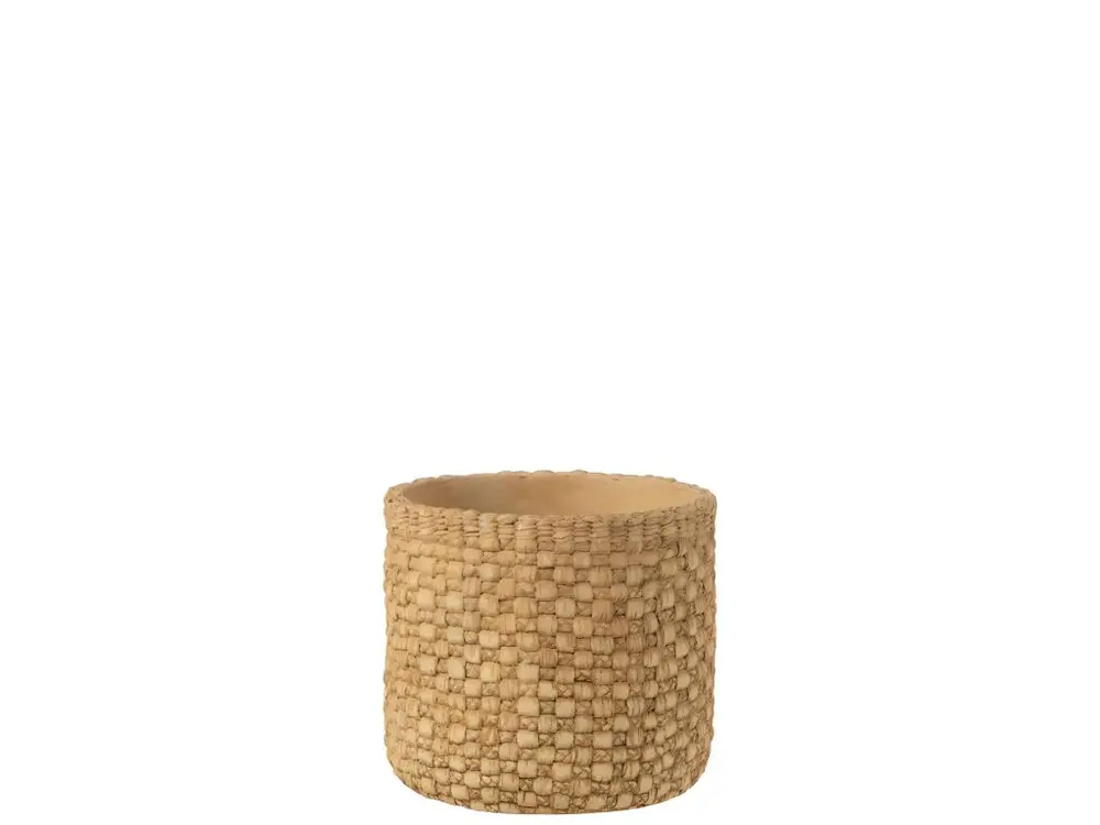 Cache pot avec motifs en ciment beige 18x18x16 cm