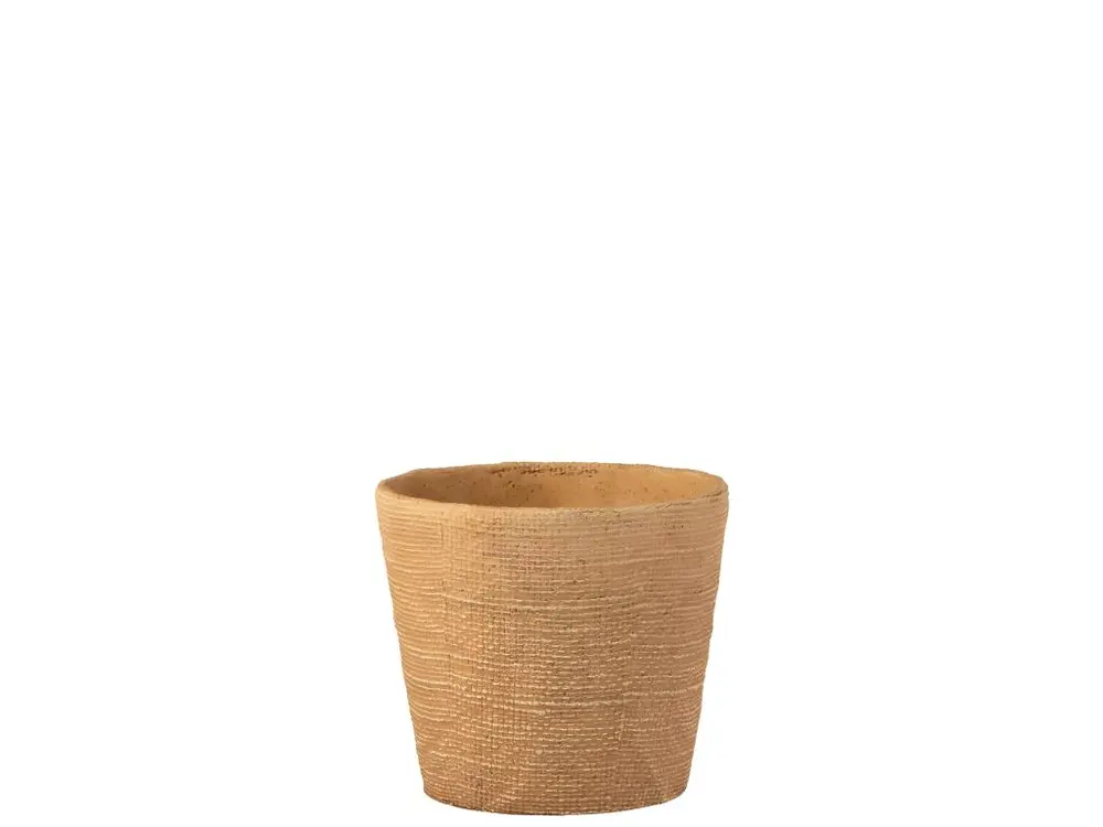 Cache pot avec motifs bistro en ciment naturel 19x19x17 cm