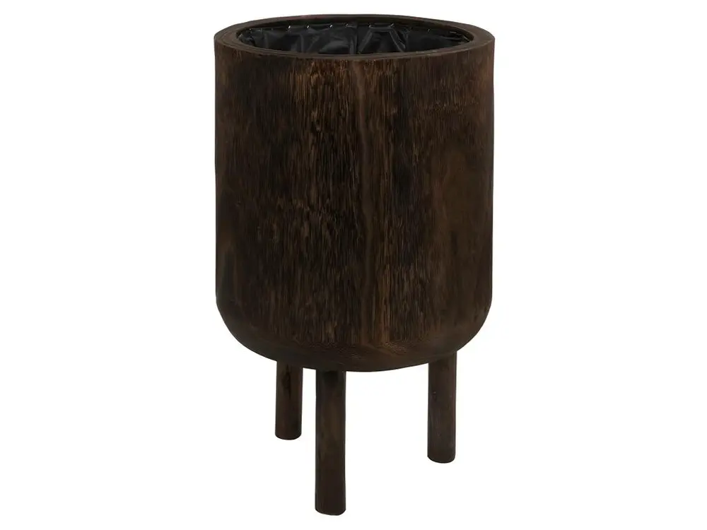 Cache pot en bois de paulownia marron sur pied