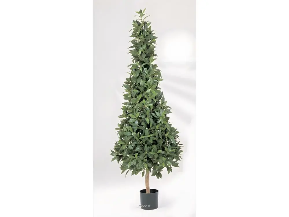 Laurier Pyramide artificiel luxe H 110 cm 1258 feuilles en pot - choisissez votre hauteur: H 110 cm - couleur: Vert