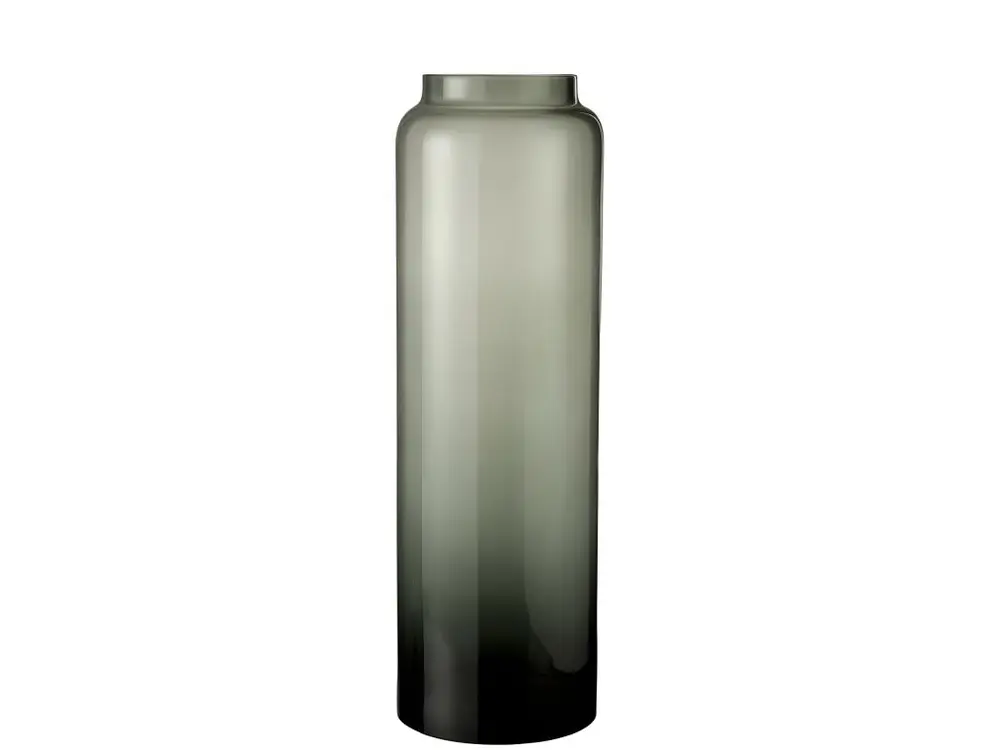 Vase droit long en verre gris fumé