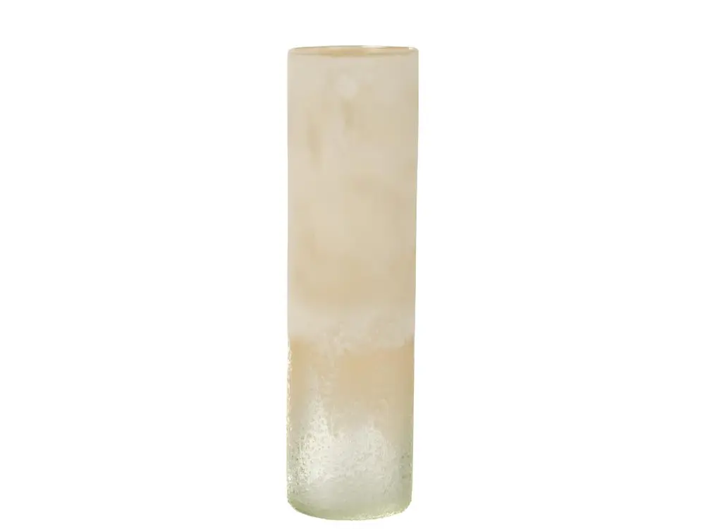 Vase cylindre en verre beige 11x11x41 cm