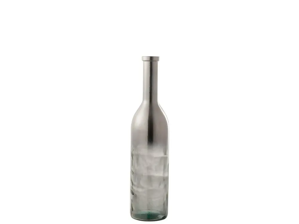 Vase bouteille en verre gris 17x17x75 cm