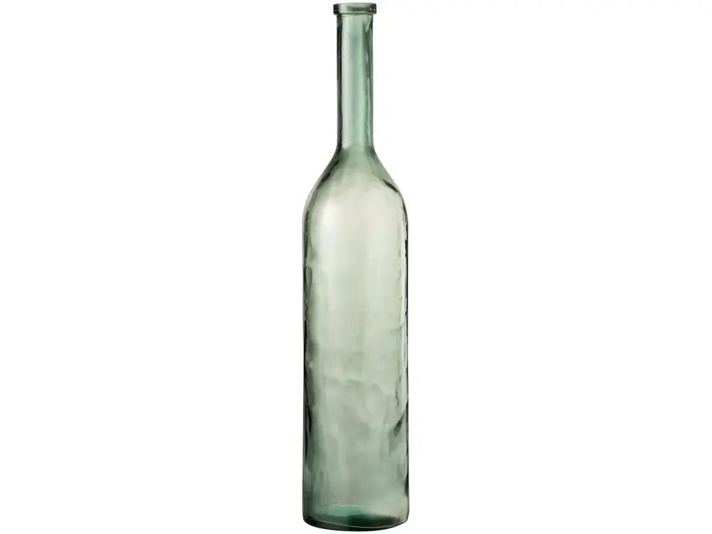 Vase bouteille en verre vert 21x21x101 cm