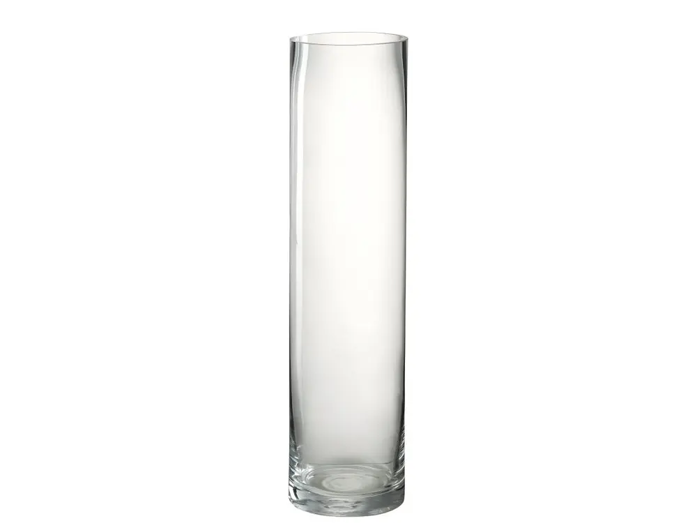 Vase cylindrique en verre transparent 10x10x40 cm