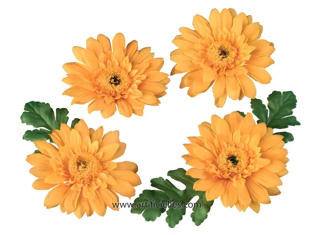 pétales flottants Gerbera artificiels x4 pcs D 6cm orange clair - couleur: Jaune