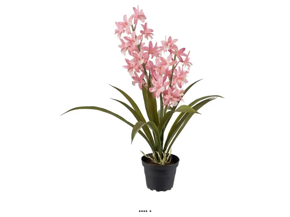 Orchidée cymbidium artificielle en pot, H 45 cm Rose - couleur: Rose