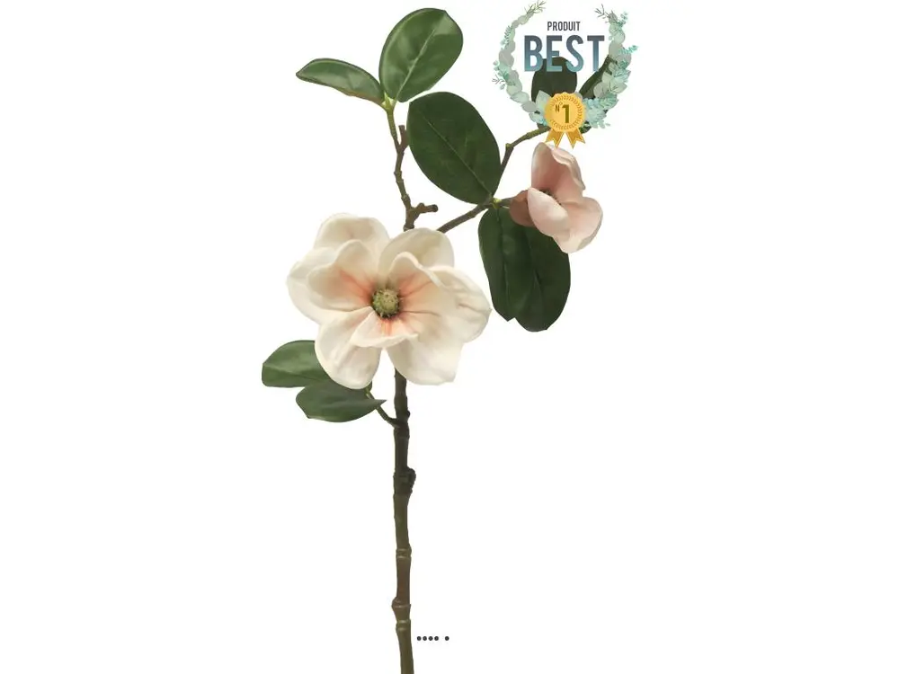 Magnolia du Japon artificiel en tige, H 51 cm Rose-crème - BEST - couleur: Rose-crème