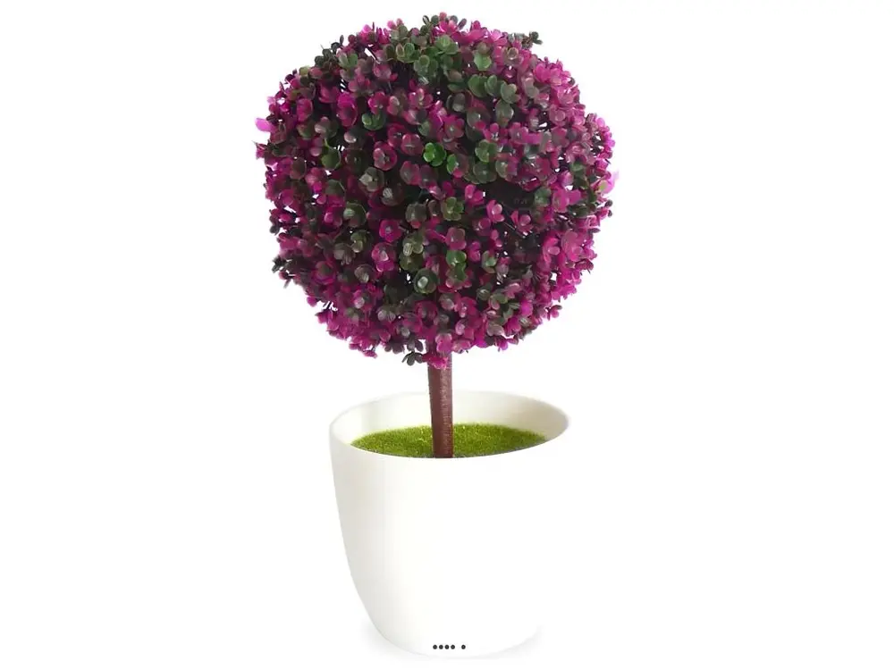 Mini plante topiaire Violet déco H25 cm en pot plastique blanc superbe - couleur: Pourpre