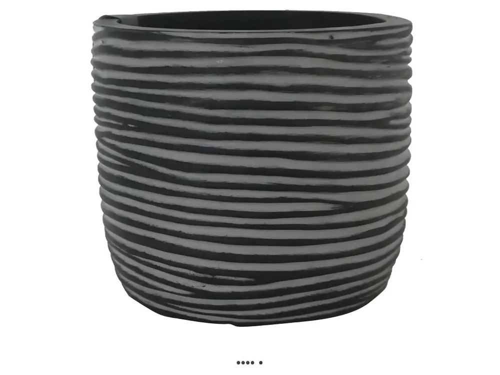 Pot Rib polyester bullet H 8 cm, Ø 9 cm, Blanc-noir - choisissez votre hauteur: H 9 cm - couleur: Noir